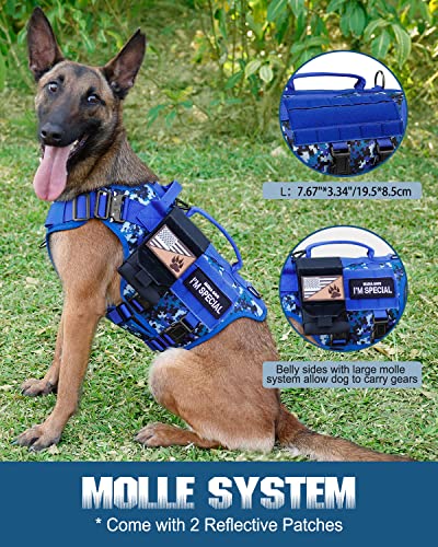 Image of PETNANNY Tactical Dog Harness - No-Pull Service Vest for Large Breeds, with Hook & Loop Patch Panel & MOLLE System | Padded Handle for Walking, Hiking & Training (Navy Blue,L)