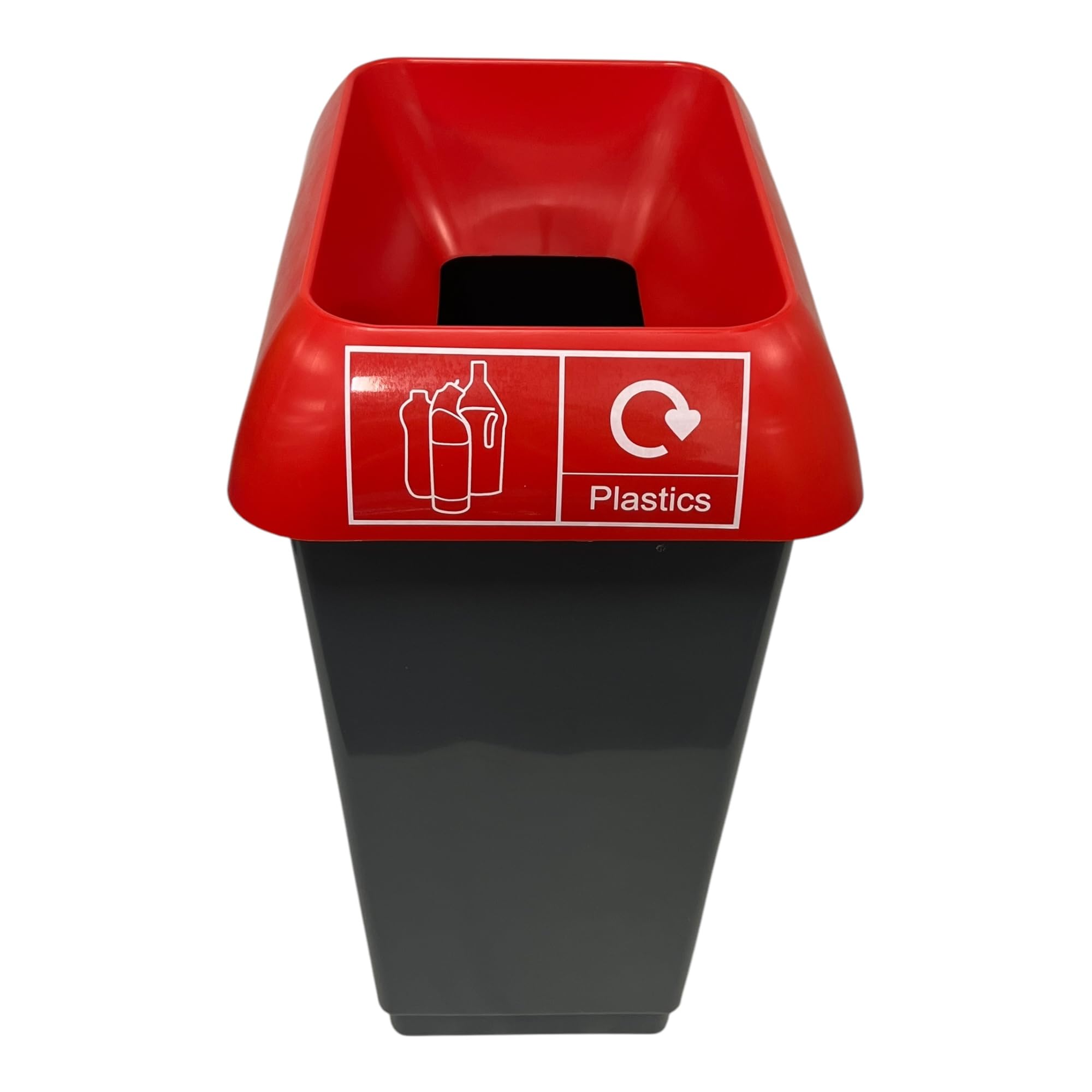 Chabrias Ltd 50 Litre Recycling Waste Bin Red Lid & Plastic Bottle Logo With Lid & Logo Sticker Included, Recycling Management, Waste Management, Plastic Recycling — image 1