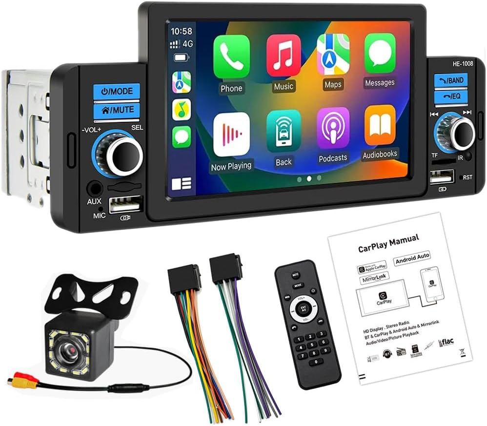 Autoradio Bluetooth Single DIN NHOPEEW - USB, AUX, FM, Con Telecomando E Vivavoce - Foto 9