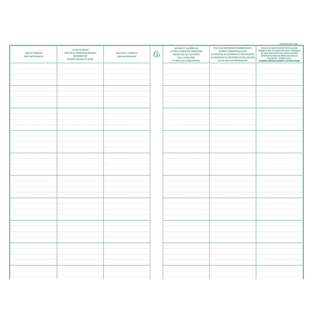 EXACOMPTA Piqûre 32x19,5cm - Registre des manifestations publiques 80pages