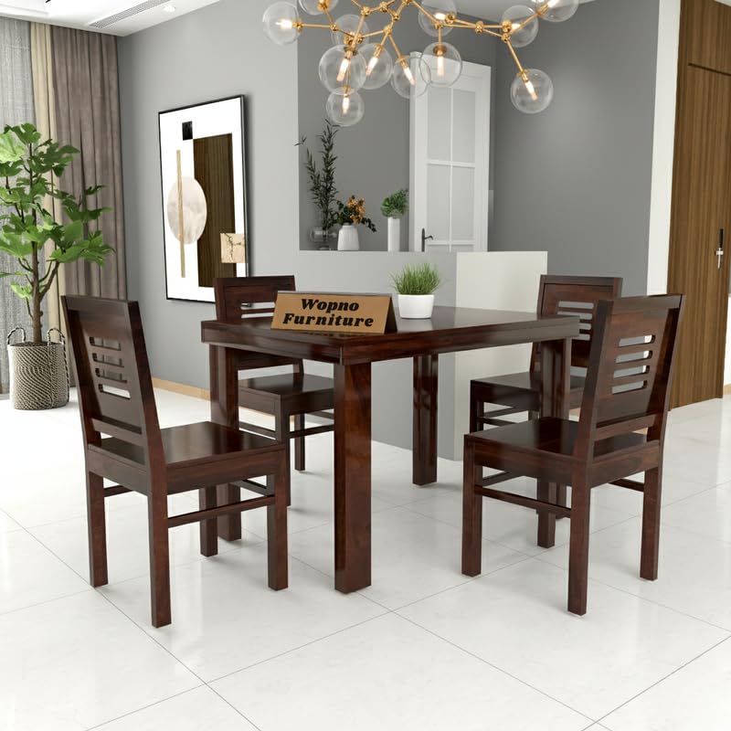 Solid Sheesham Wood 4 Seater Dining Table Set Without Cushioned Chairs for Dining Room | Living Room | Home & Office | Hotels Restaurant & Cafe (4 Seater, Walnut)-picture-27