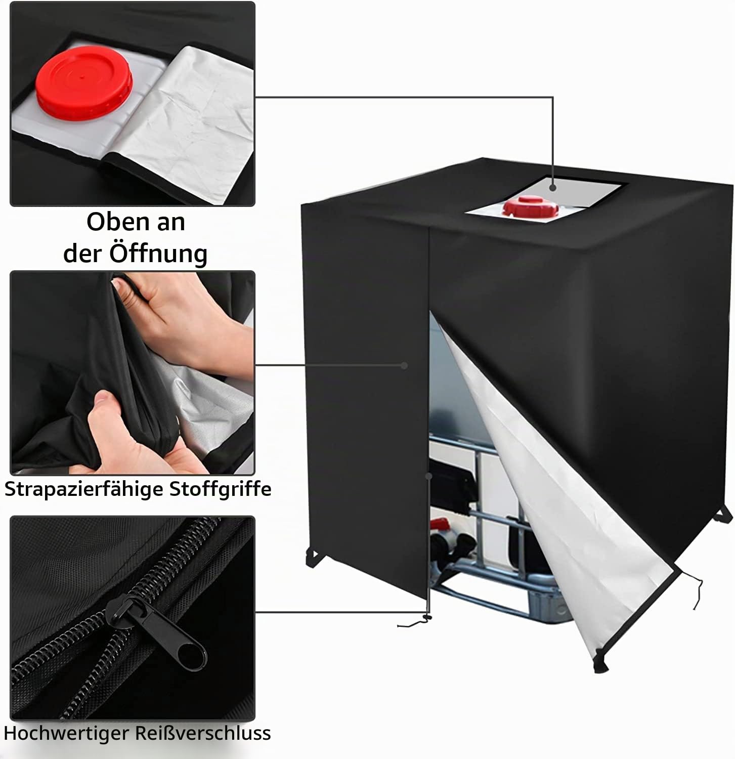 IBC Tank Abdeckung,420D IBC UV-Schutz/Regenwasser Folien Schutzhaube Staubdicht Cover mit Reißverschluss, Abdeckplane für Wassertank 1000L,Geeignet für IBC-Tank Behälter Container Regenwassertank