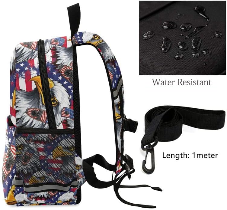 QUGRL 4th July Eagle Toddler Backpack for Boys Girls Kids School Backpack with Chest Strap Leash Preschool Schoolbag Nursery Kindergarten Bag for Daycare Travel Hiking School