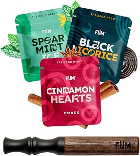 FÜM Solano Flavored Air Device | Naturally Switch from Bad Habits | Maple Barrel and Stainless Steel Mouthpiece with 3 Packs of Plant Based Retro Sweets Core | 9 Total Cores
