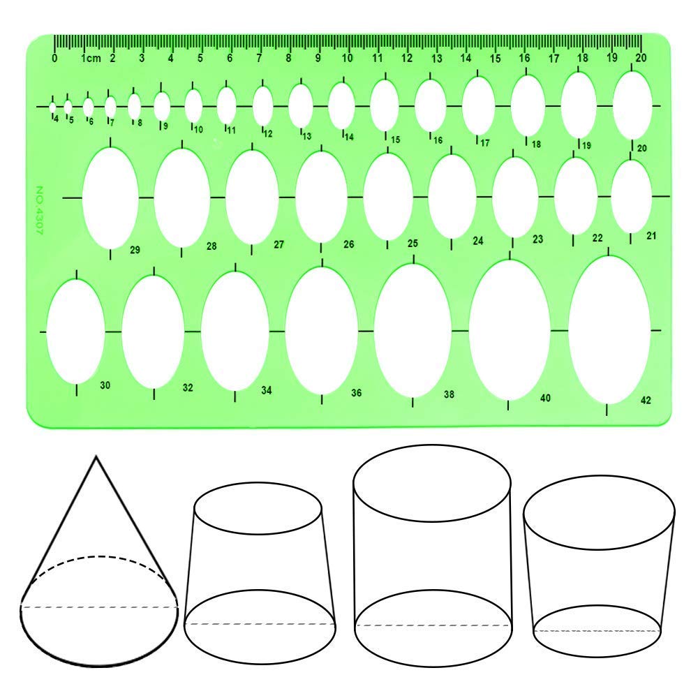 4 szt. Plastikowe Linijki Geometryczne z Wzorami Kół i Owalów do Szkoły i Biura