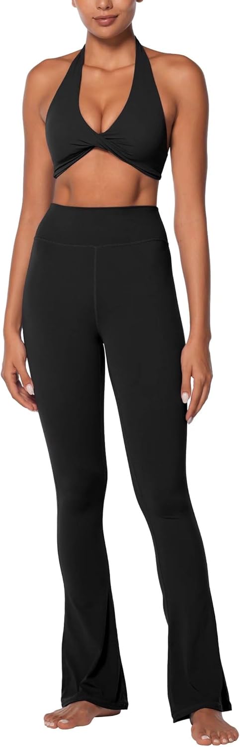 Sunzel Women's Halter Neck Sports Bra, Twist Front Yoga Crop Top with Removable Pads, Open Back V Neck Bra for Gym Workout - Image 5