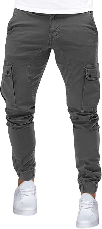 Cargo Sweatpants for Men Multi Pockets Skinny-Fit Slacks Tapered Loose Trousers Outdoor Fashion Slim Sport Pants