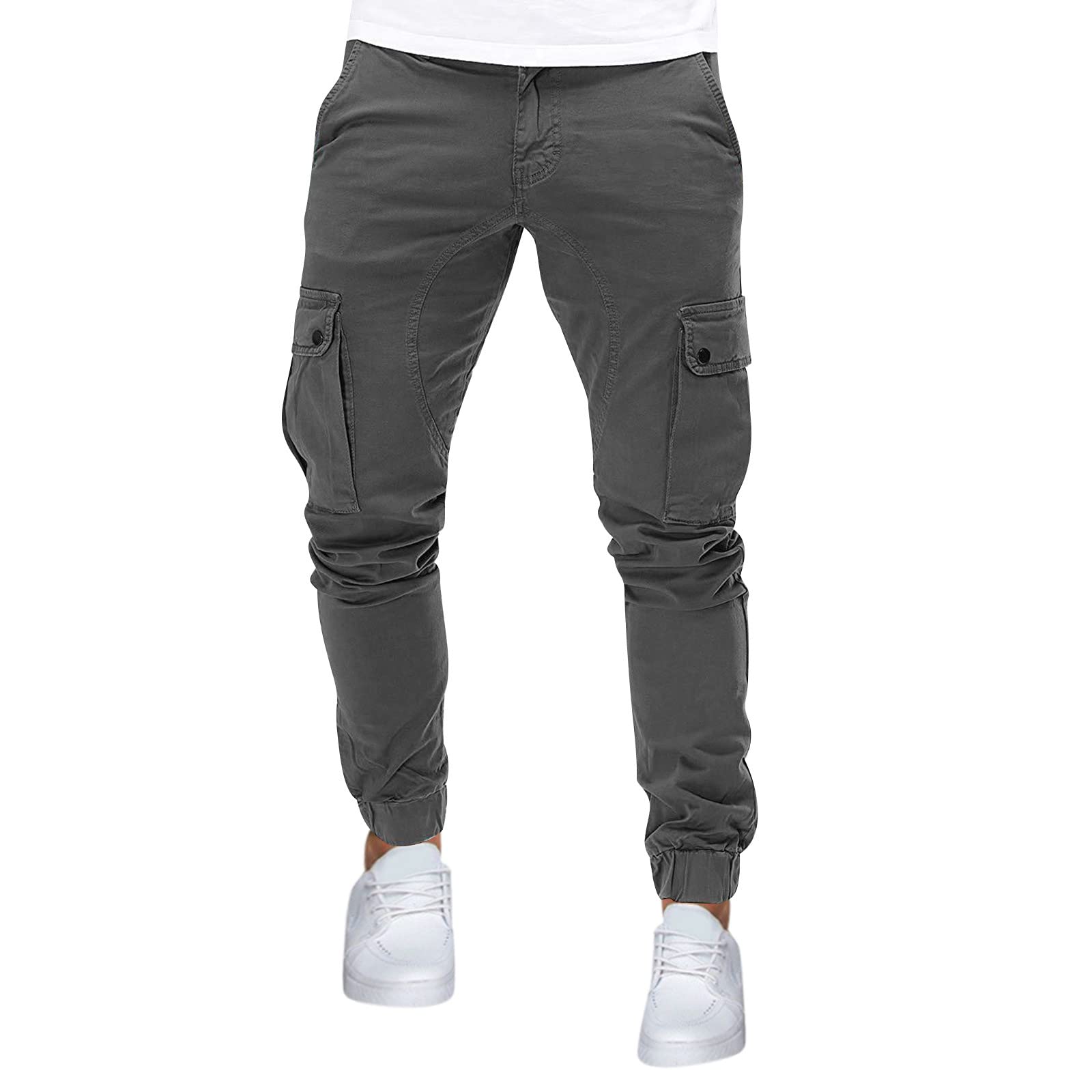 Mens Cargo Pants with Pockets Slim Fit Slacks Casual Hiking Joggers Athletic Pant Loose T…