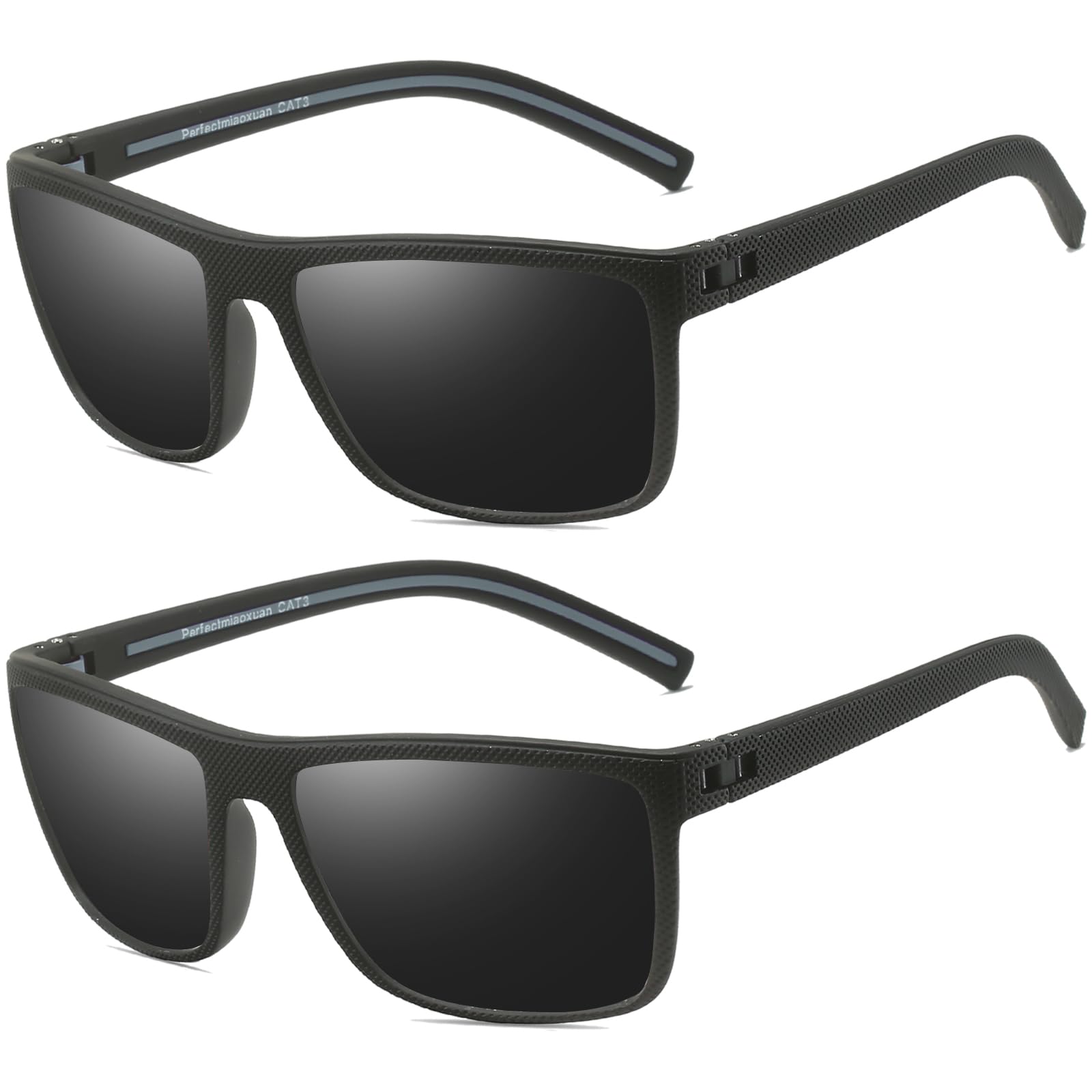 Perfectmiaoxuan Occhiali da sole Polarizzati per uomo donna Guidare la Pesca all'aperto Montatura infrangibile Occhiali Quadrata TR90 Montatura Leggero Protezione UV400 Sunglasses