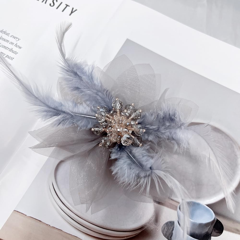 120Mm Broche Fleur Cristal Élégante Pour Femme Épinglette Organza Plumetis Pour Robe Costume Mariage Cérémonie Soirée Cocktail Accessoire Mode Tendance Style Bohème Chic Bijoux Romantique