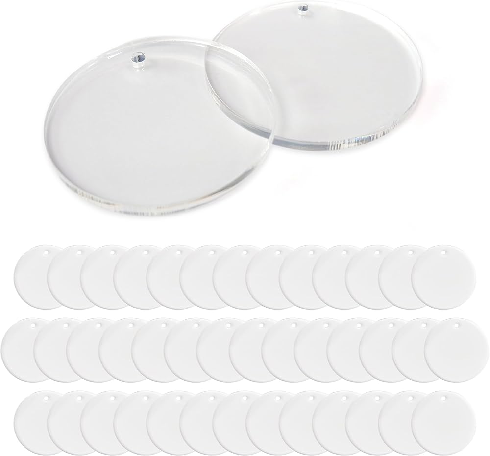 Amazon.co.jp: [Tr3262] ハンドメイド 用 穴あき 円形 アクリル板 40枚