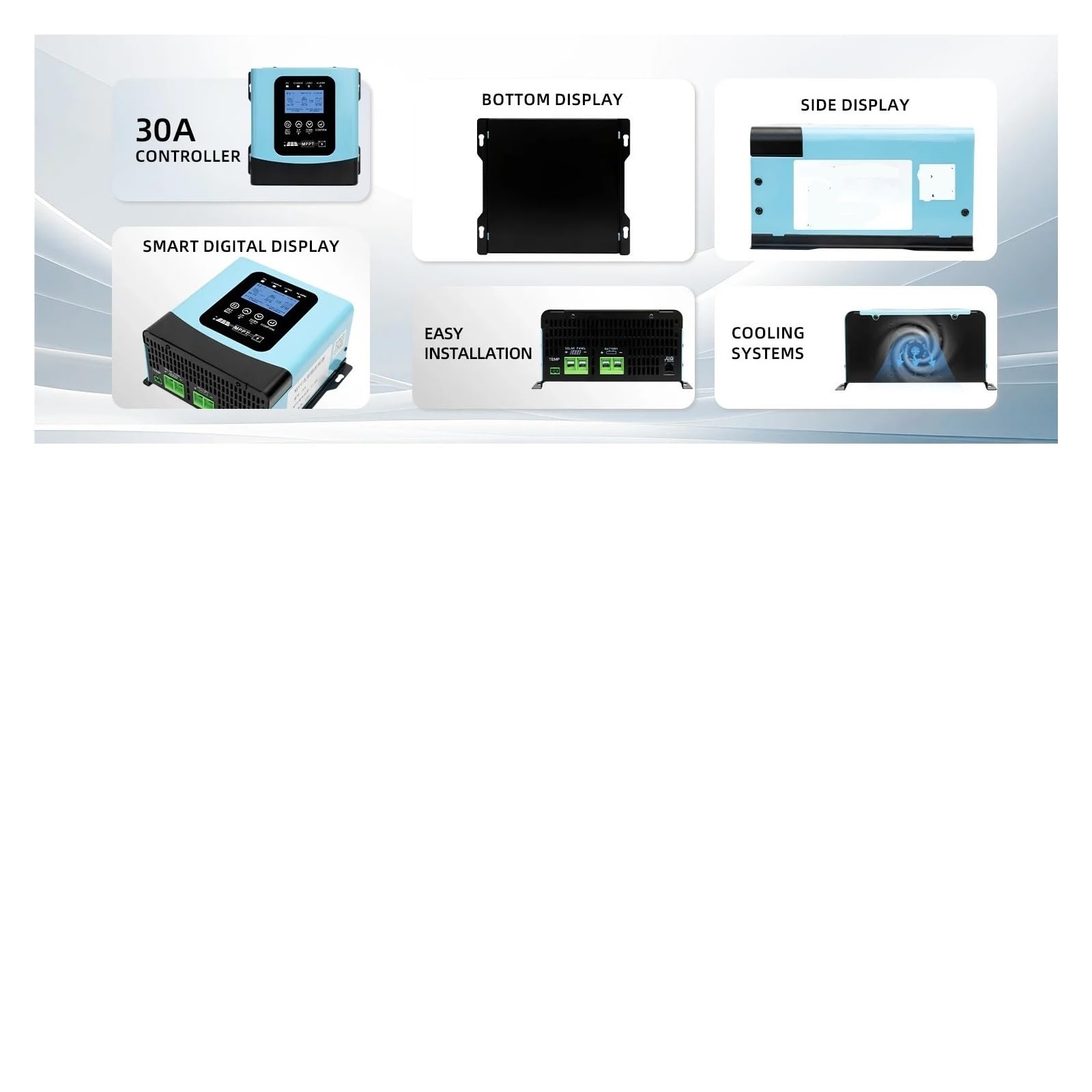 Regulador Solar Mppt, Controlador de carga solar MPPT de 60 A con identificación automática de batería de CC de 12-96 V