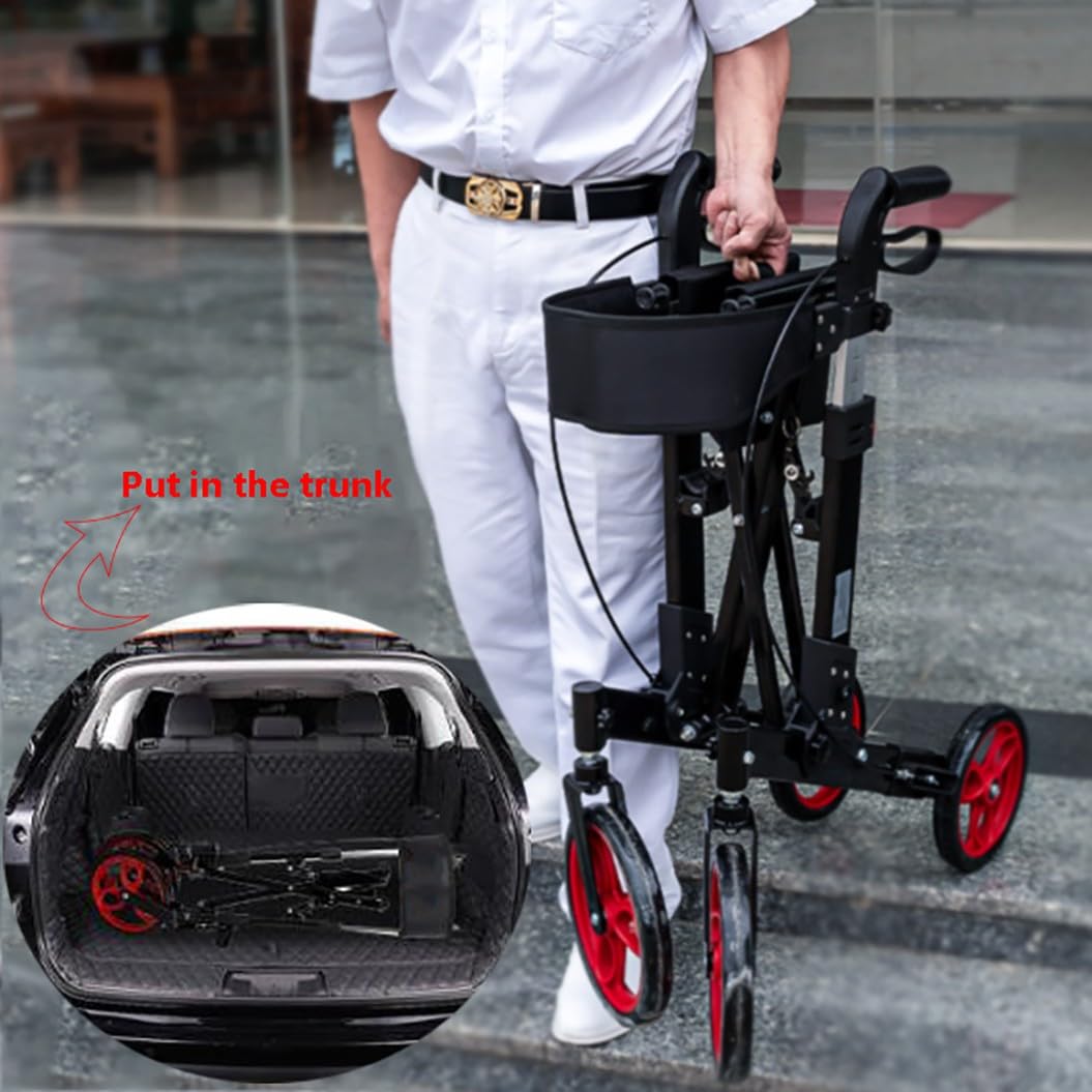 andador para exteriores,Andador para Ancianos Todoterreno,Andadores para Ancianos 4 Ruedas con Asiento,Andador de Aluminio Plegable,altura ajustable A
