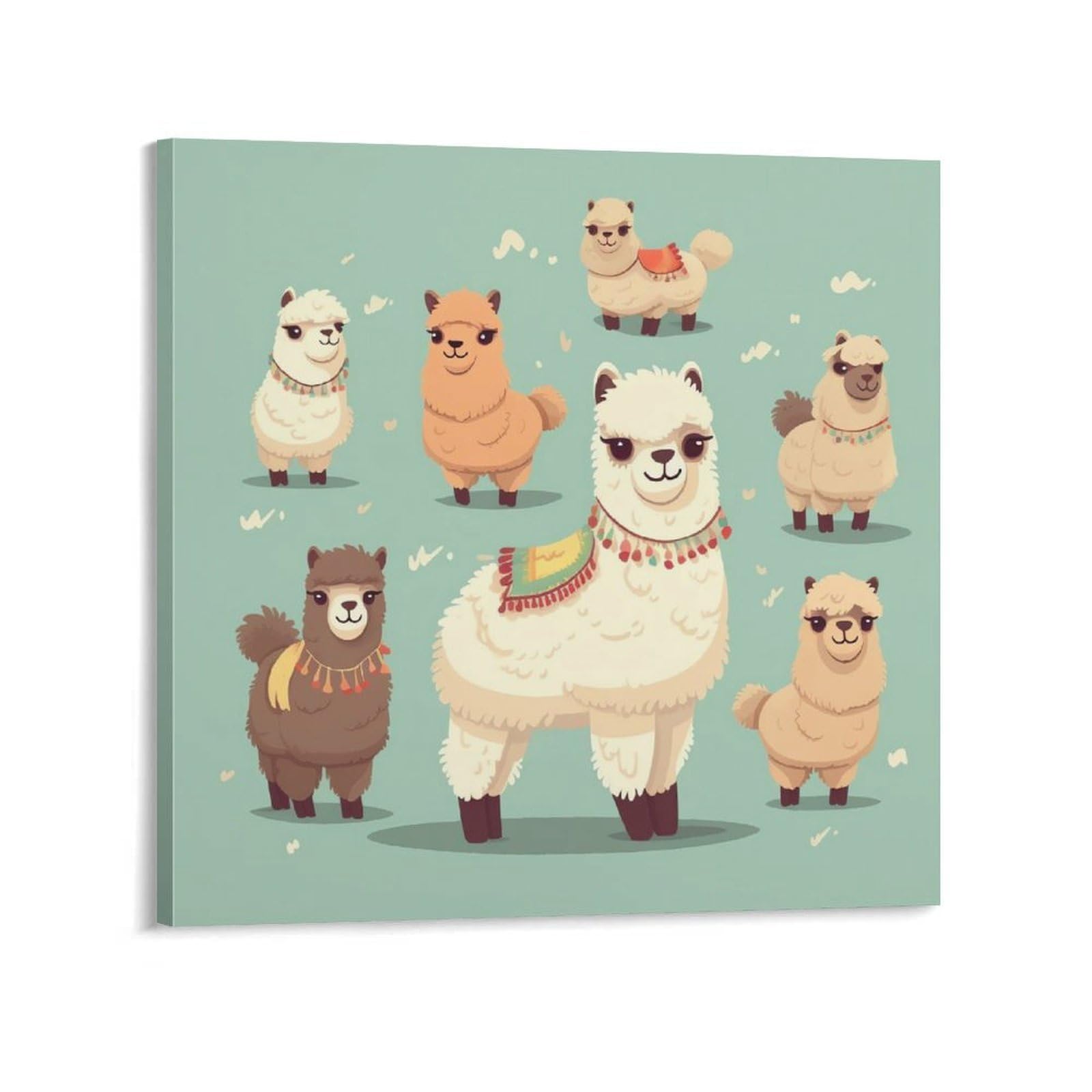 Alpacas Canvas Wall Art for Bedroom 12x12inch(30x30cm) Canvas Prints Artwork for Walls Modern Picture Artwork Painting for Living Room Aesthetic Wall Paintings for Bathroom Kitchen Office Decor