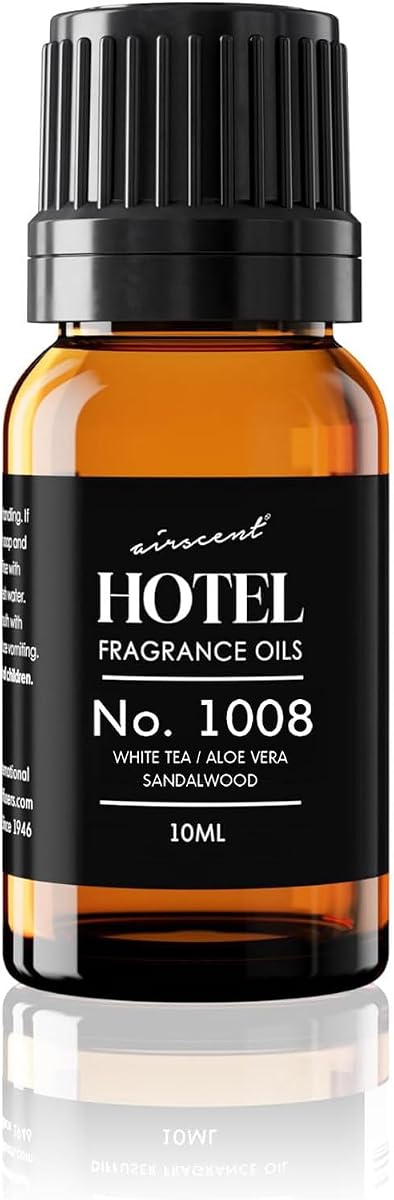 AirScent Hotel Diffuser Oil No. 1008 - White Tea, Aloe Sandalwood - 10 mL | Hotel Scent Dupe - Premium Fragrance Oil for Ultrasonic and Waterless Diffusers and Crafting - .34 fl oz Dropper Bottle