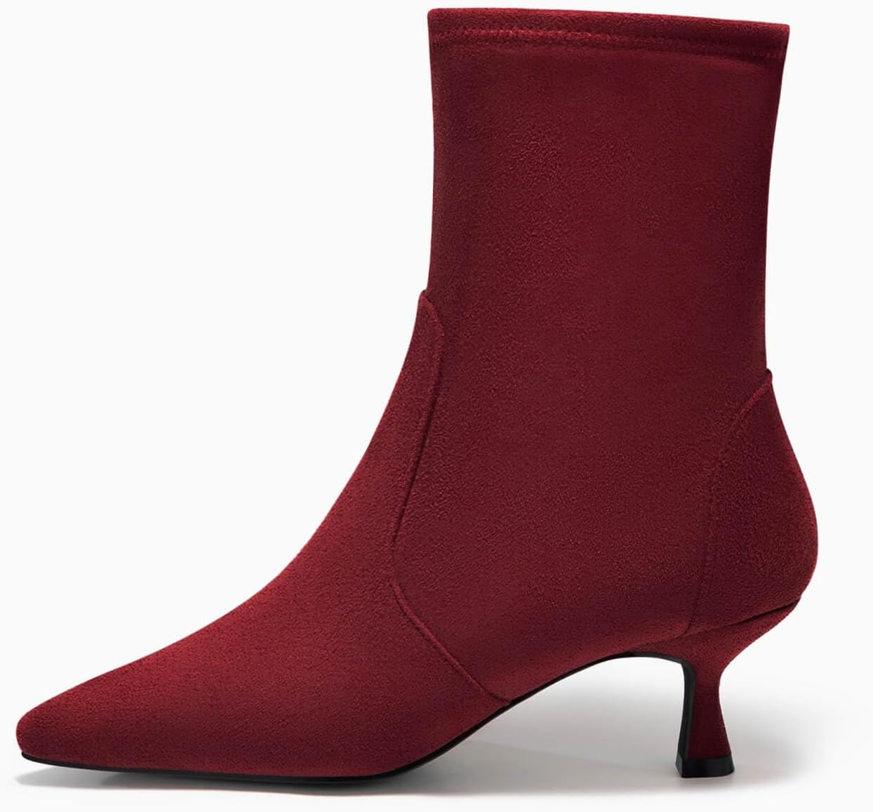 Coutgo Womens Low Kitten Heel Ankle Boots Pointed Toe Booties Side Zipper Fall Shoes - Image 6