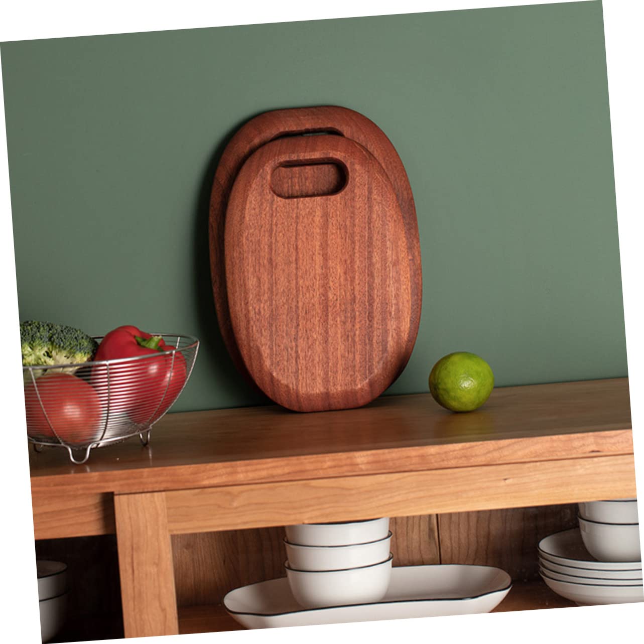 Planche à Découper en Bois Marron Épaisse Réversible Trou