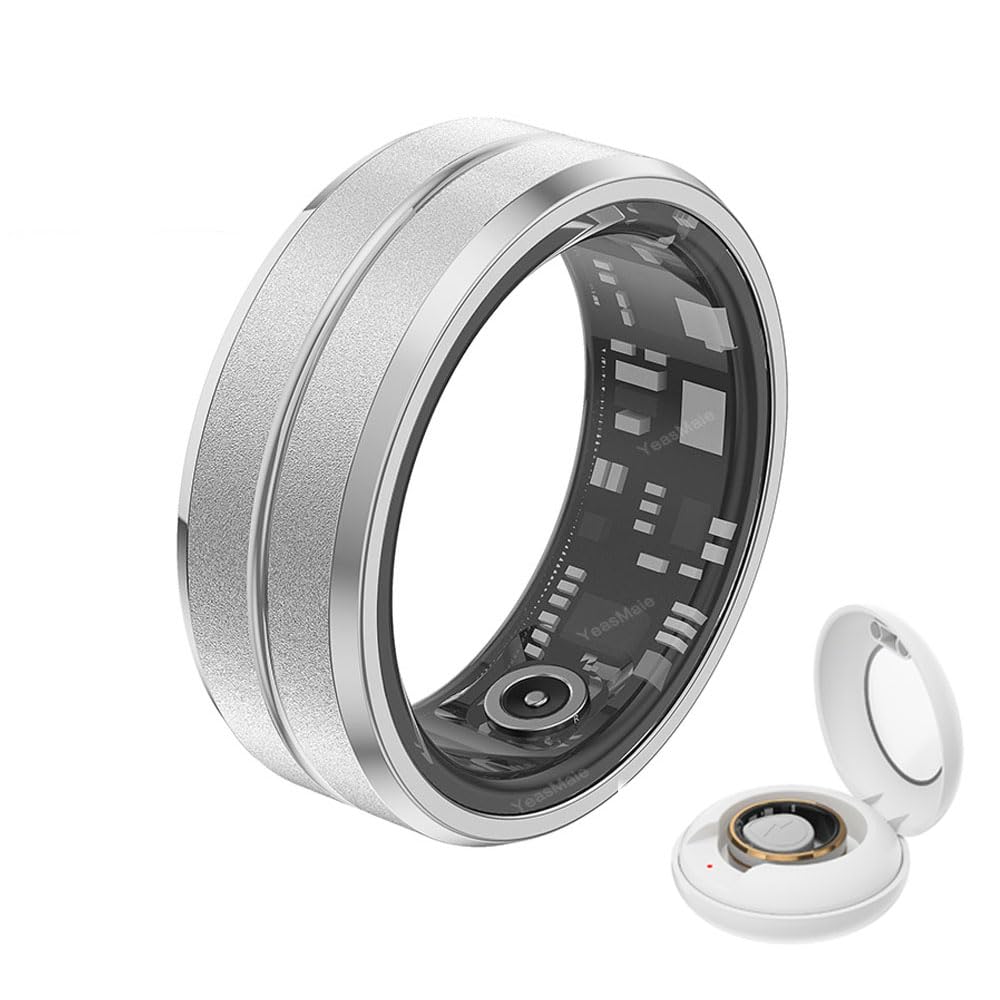 Bague Connectée - Suivi Rythme Cardiaque, Sommeil, étanche 5 ATM, Commande Gestuelle, Avec Boîtier Recharge