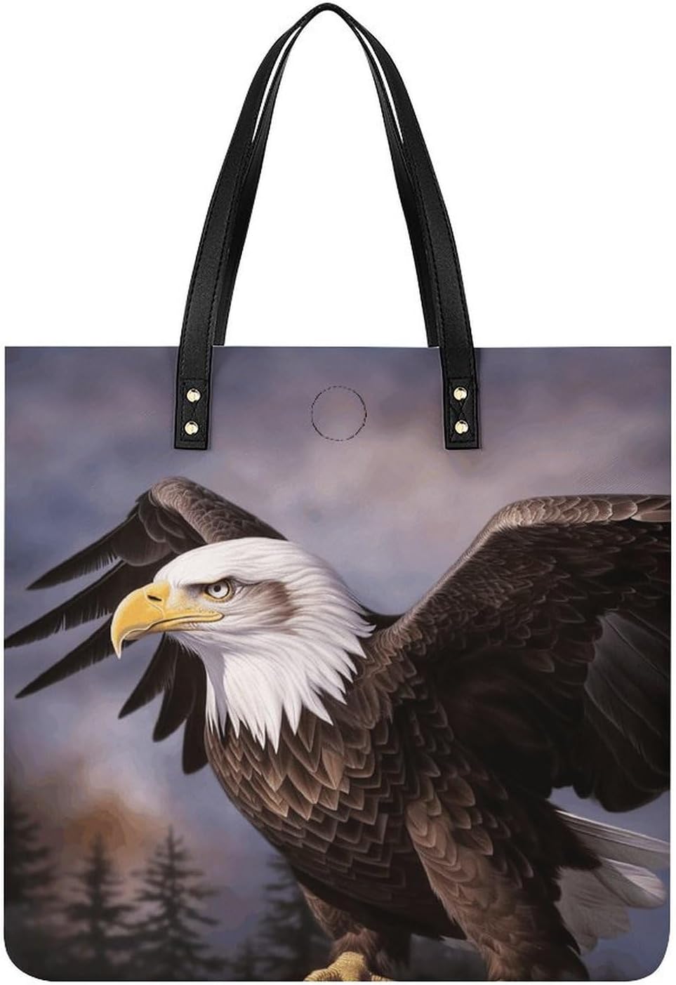 Bald Eagle Tote Bag with Magnetic Buckle Reusable Grocery Bags Lightweight Cross Body Handbag for Daily Essentials