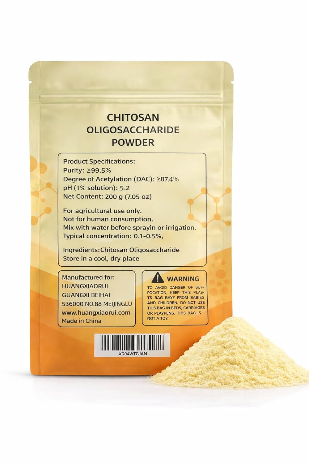 Chitosan Oligosaccharide - Purity >99.5% Soil Activator Water-SolubleFertilizer Powder 200g, For Plants, Garden Fertilizer, Fruits and Vegetables Easy-to-Follow Instructions (For Fertilizer Use Only).