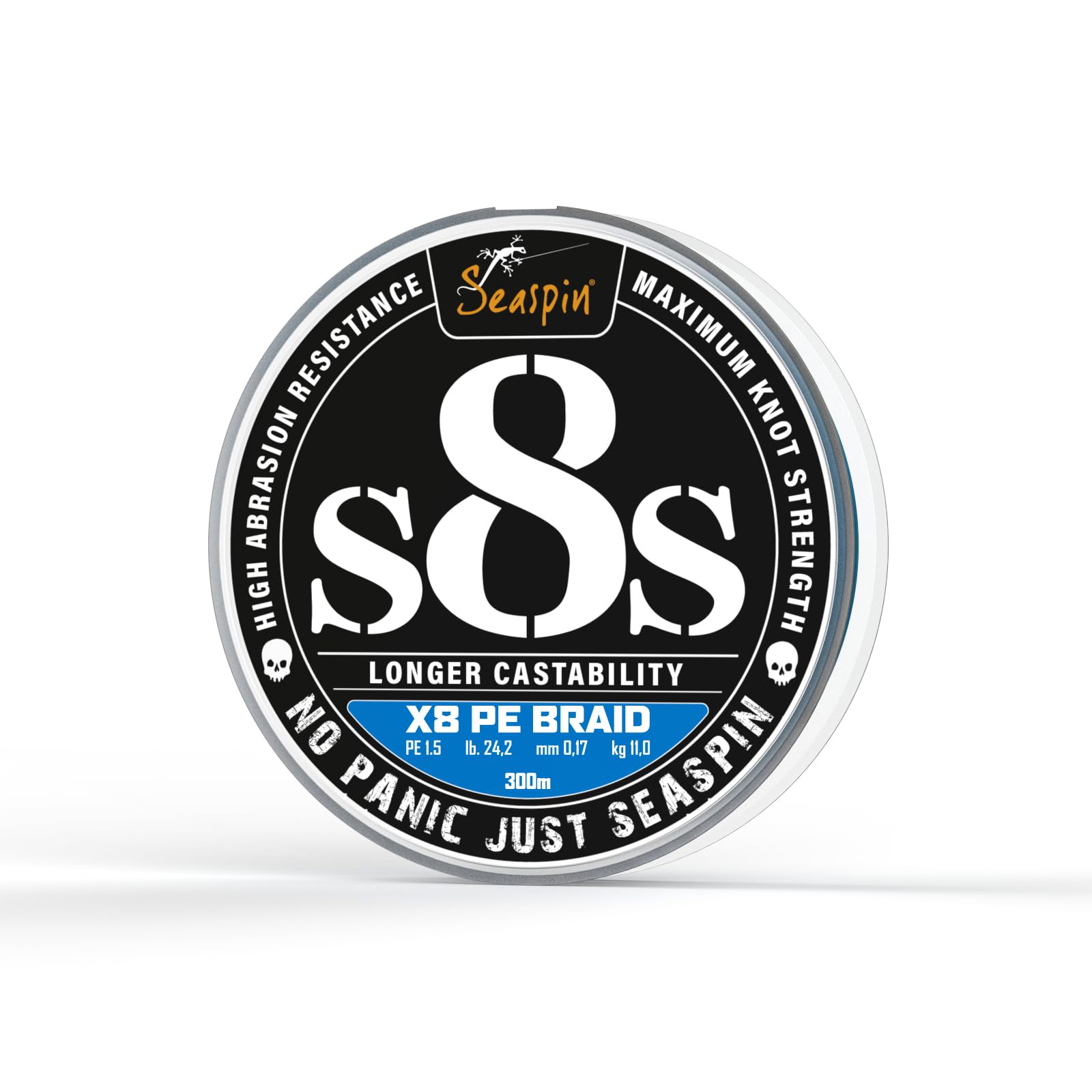 Seaspin S8S 100% PE Braid – Trecciato da Spinning 8 Capi in Polietilene, Alta Lanciabilità e Resistenza all’Abrasione – Elevata Tenuta al Nodo – Bobine 150 m e 300 m