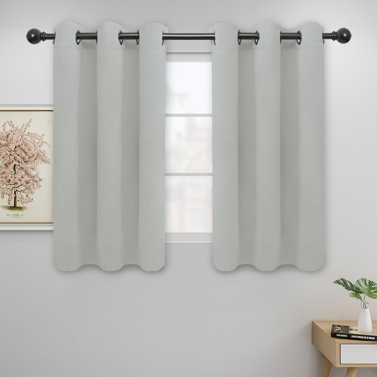 Easy-Going Blackout Curtains for Bedroom, Solid Thermal Insulated Grommet and Noise Reduction Window Drapes, Room Darkening Curtains for Living Room, 2 Panels (42x45 in, Greyish White) — image 1
