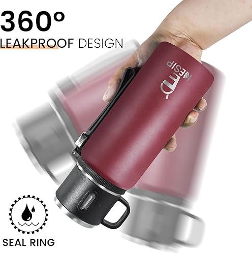 Miniatura 5 de Botella aislada de acero inoxidable, 27 onzas con taza, botella de agua aislada al vacío, termo para bebidas calientesbebidas frías, viaje con