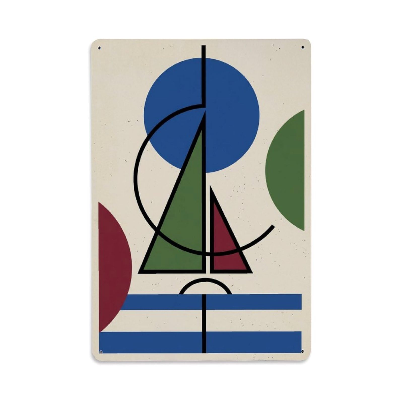 Seaside Sailboat Vertical Shape Layout Abstract View Metal Tin Sign Plaque Wall Decor for Cafe, Man Cave, Club Bar, Office, Home Garden Round Metal Poster 8x12Inch