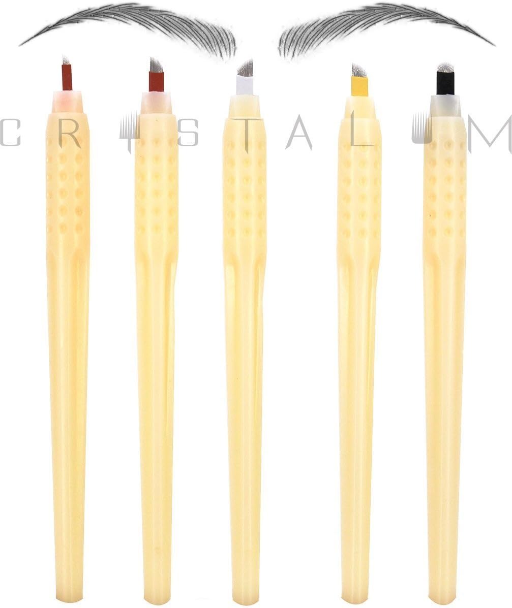 Crystalum Microblading Pen Hand Tool Disposable Sterile 12 Pin Eyebrow Blade