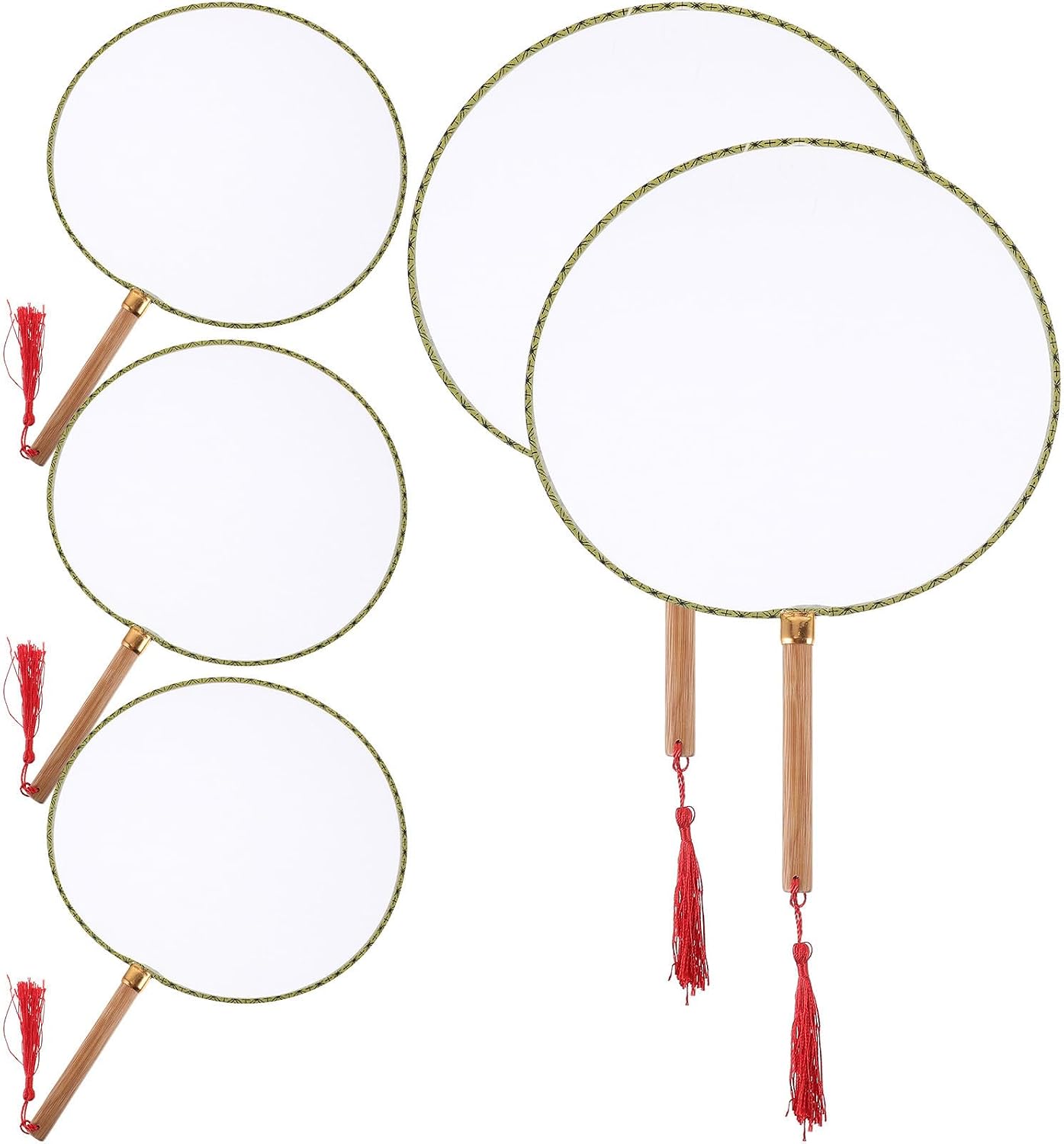 Ipetboom 5pcs Blank Graffiti Round Hand Fans with Handle