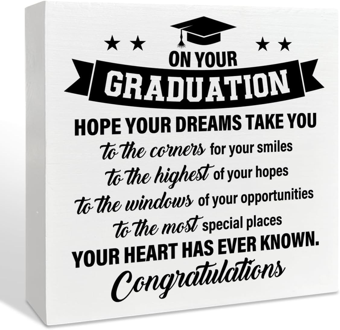 Graduation Box Sign 7x7 Inch Inspirational Tabletop Decor