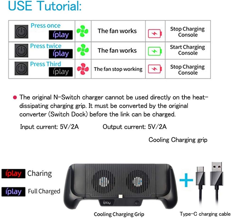 6000mAh Battery Charger Case for Nintendo Switch/Switch Lite, Portable Charger Shell Protective Case Stretchable Grip, Double Cooling Fans, Quick Charging Cooling Controller with Kickstand (Black) : Video Games