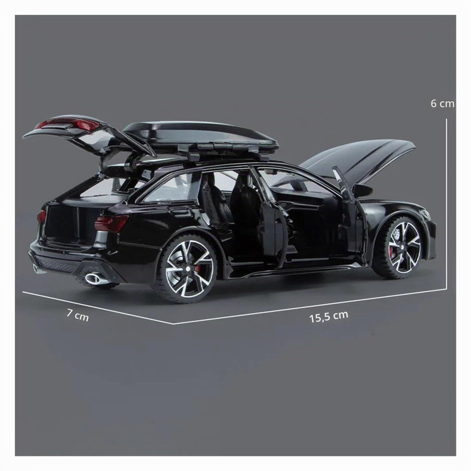 1:32 per RS6 il modello di auto con porte apribili in lega pressofusa | Con suono e luce non includere le batterie(Grey)