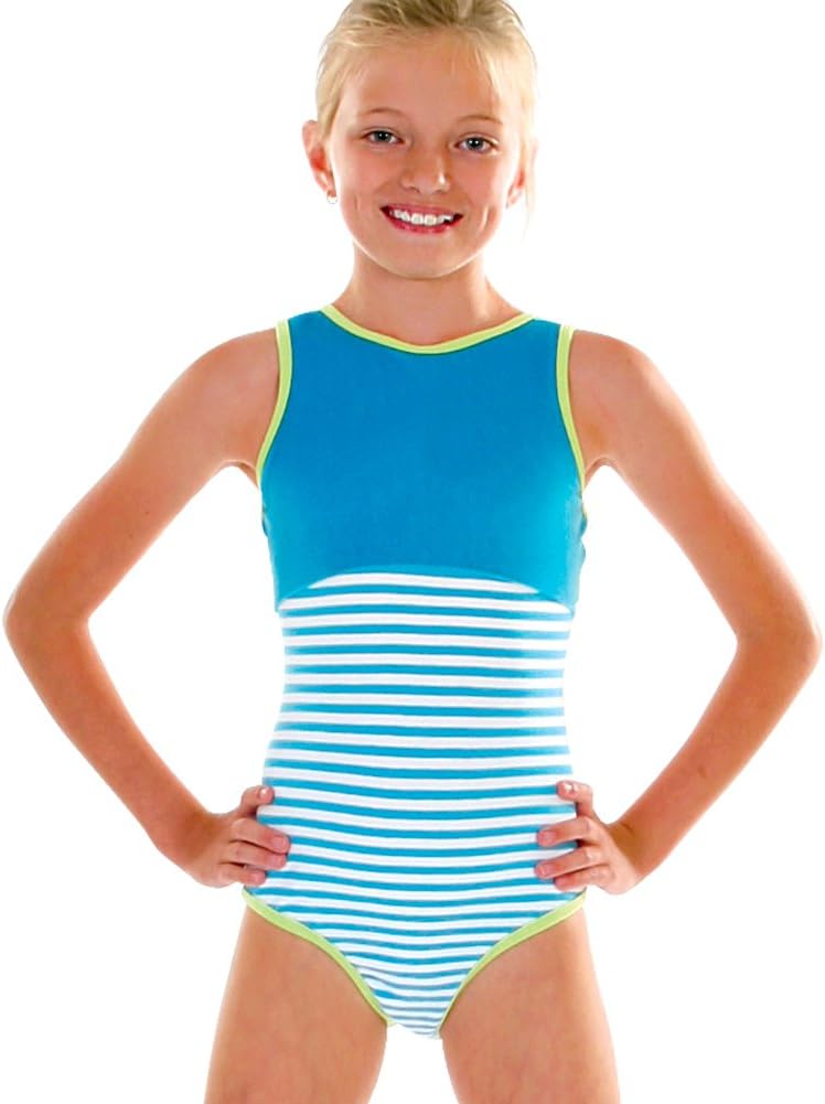 Chez Ami by Patsy Aiken Designs Girls Turquoise Velvet Empire Tank Leotard