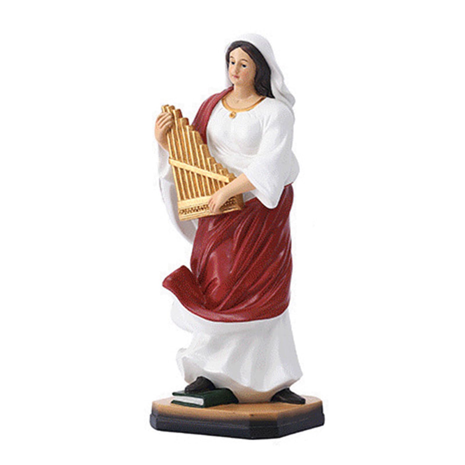 Scultura classica elegante del musicista dipinta a mano con dettaglio arpa in resina, regalo per appassionati musica, statuetta in resina