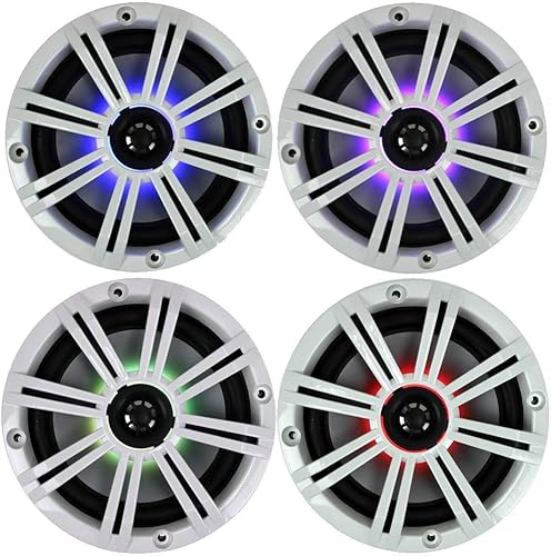 Miniatura 4 de Kicker KM65 6.5 "195W Multicolor LED Marine Coaxial Altavoces Combo con Control Remoto LED