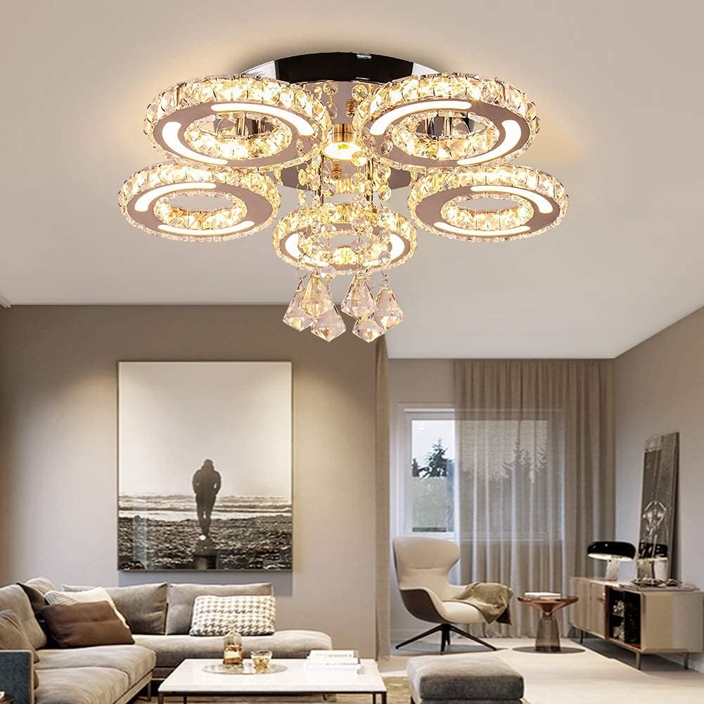 Best Cyber Monday 🔥 Finktonglan Acrylic LED Ceiling Light 5 Rings Stainless Steel Crystal Chandelier Flush Mount Pendant Lighting Fixture for Living Room Dining Room Bedroom(Warm White) Up To 50% OFF Finktonglan Acrylic LED Ceiling Light 5 Rings Stainless Steel Crystal Chandelier Flush Mount Pendant Lighting Fixture for Living Room Dining Room Bedroom(Warm White)