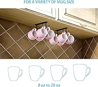 Vista 6 de 2 soportes para tazas debajo del gabinete, ganchos para tazas de café, 8 piezas de organizador de secado de tazas de cocina, estantes para colgar