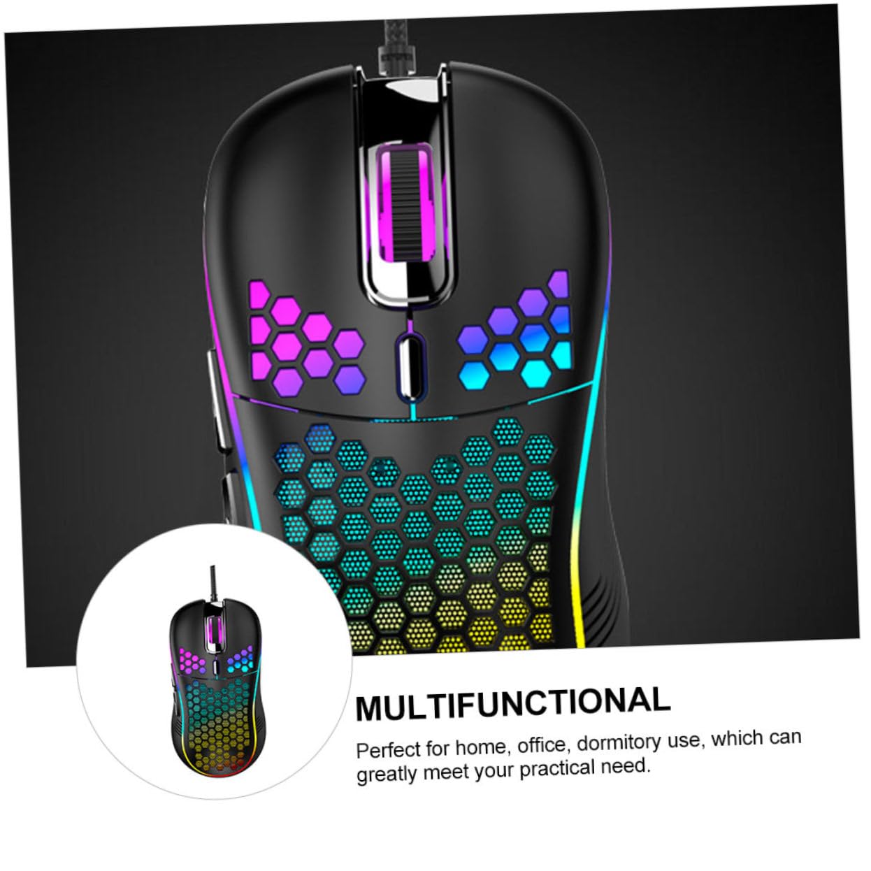 Ciieeo 3pezzi Mouse Gaming Usb Ergonomico Con Design Hollow-out Alta Durabilità e Look Elegante Compatibile Con Laptop e Computer Desktop Nero