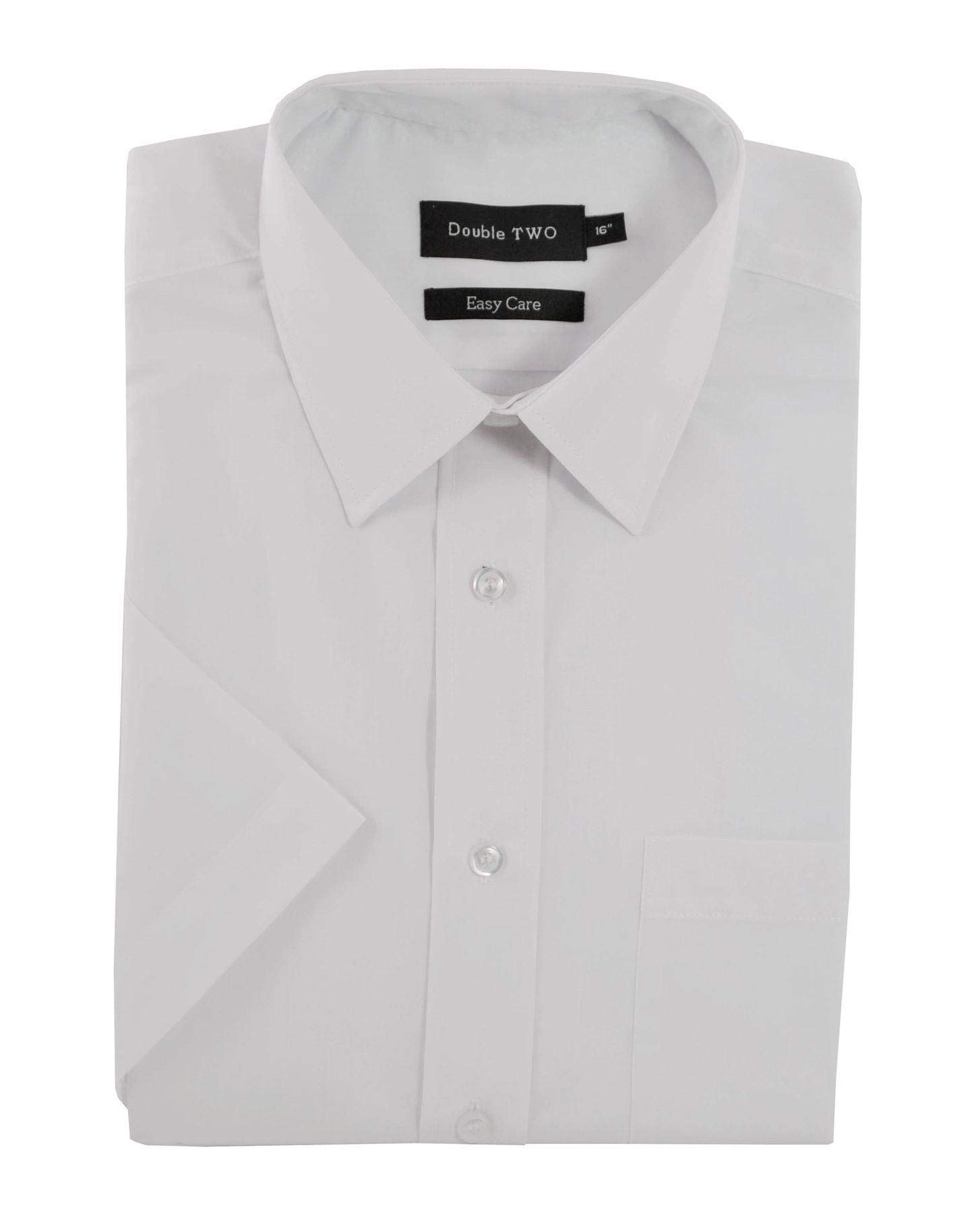 Double TWO Mens Classic Cotton Blend Half Sleeved Shirt (3300) in White in (Collar 19.5/Chest 58-56")