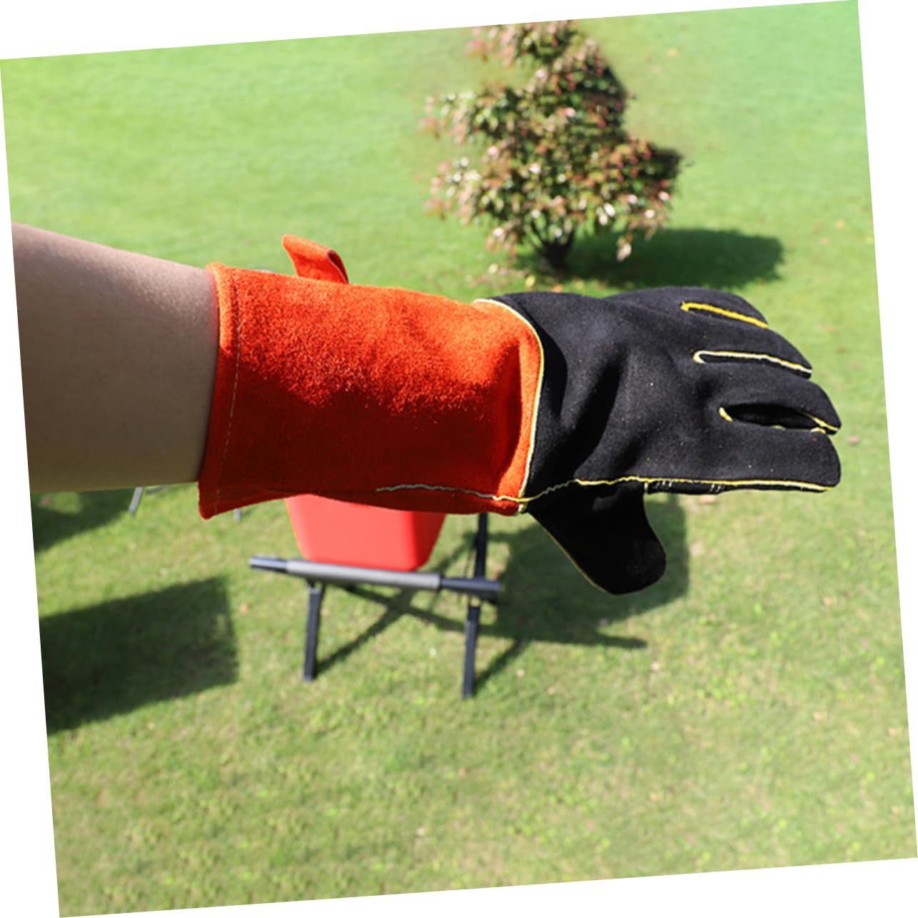 Guantes para Asar Resistentes al Calor, Guantes de Horno Resistentes al Desgaste, para Barbacoa al Aire Libre y Cocina, Diseño de Cinco Dedos, Antideslizante, Protección Integral