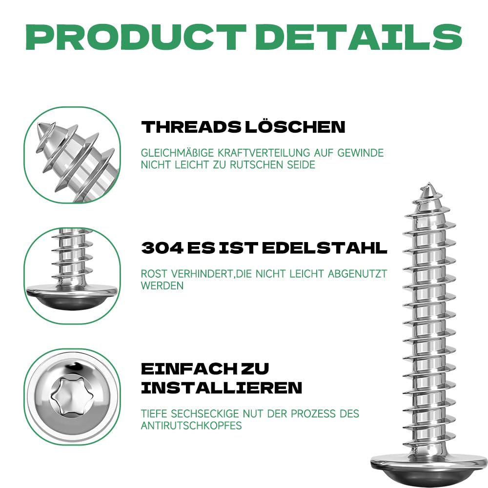 V2A Holzbauschrauben Tellerkopfschrauben TORX Edelstahl A2 Rostfrei M. Zulassung