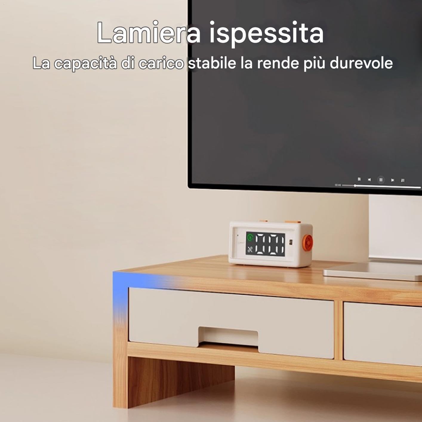 Generico Alzaschermo Organizzatore Ergonomico Con Doppio Cassetto | Alzatore Monitor Per Scrivania Computer Per Famiglia E Casa Uso Interno Studio Camera Da E Stanza