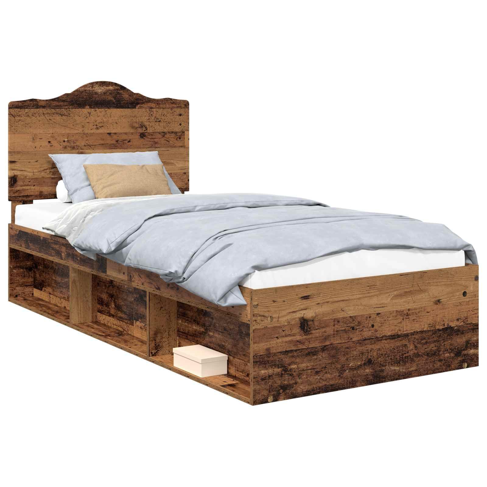 vidaXL Estructura de Cama con cabecera Madera Vieja 90 x 200 cm