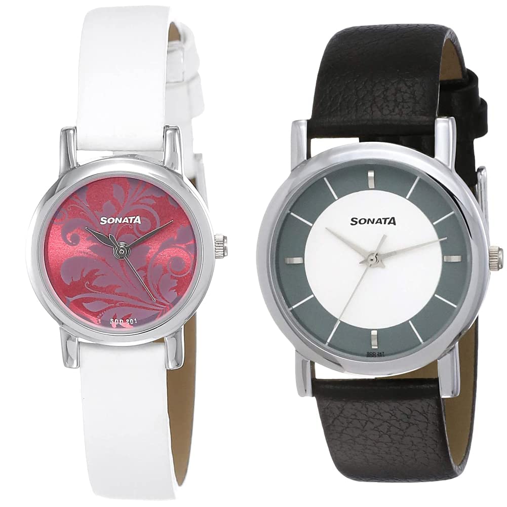 Sonata Men Leather Analog CoupleS Watch (Nj7987Sl01W +Nk8976Sl03W) | Rakshabandhan Gifts, Band Color-Assorted,Dial Color-Multi-Color (B07N36BXKV) Amazon Price History, Amazon Price Tracker