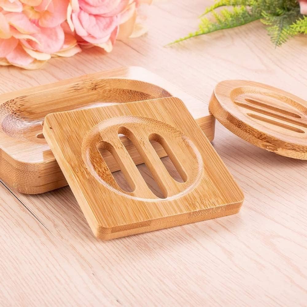 jabonera, Bandeja de bambú con escurridor for Accesorios Ducha. Mantiene Las Pastillas jabón secas y es fácil Limpiar(J)