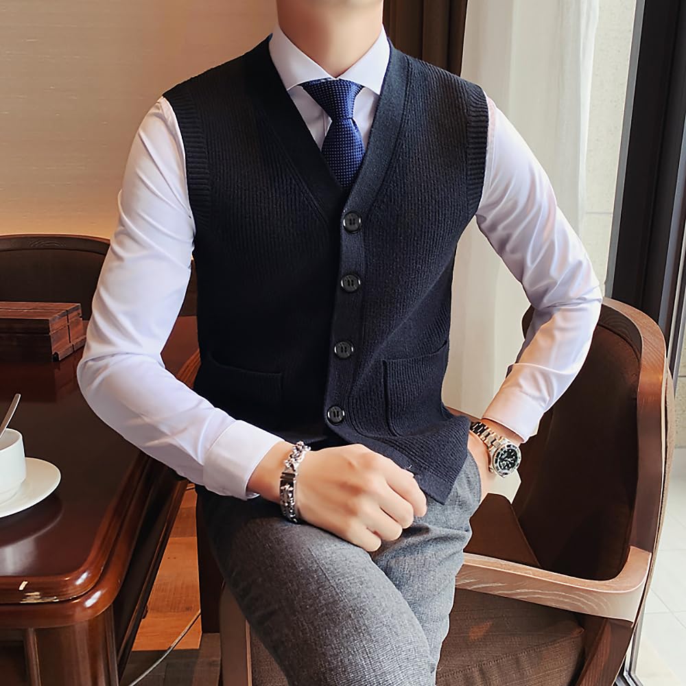Suéter Masculino Chaleco Cuello V sin Mangas Ropa Masculina