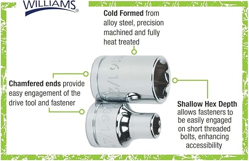 Miniatura 3 de Williams MSB-20HRC Juego de llaves métricas de 6 puntos de 20 piezas de 3/8 pulgadas
