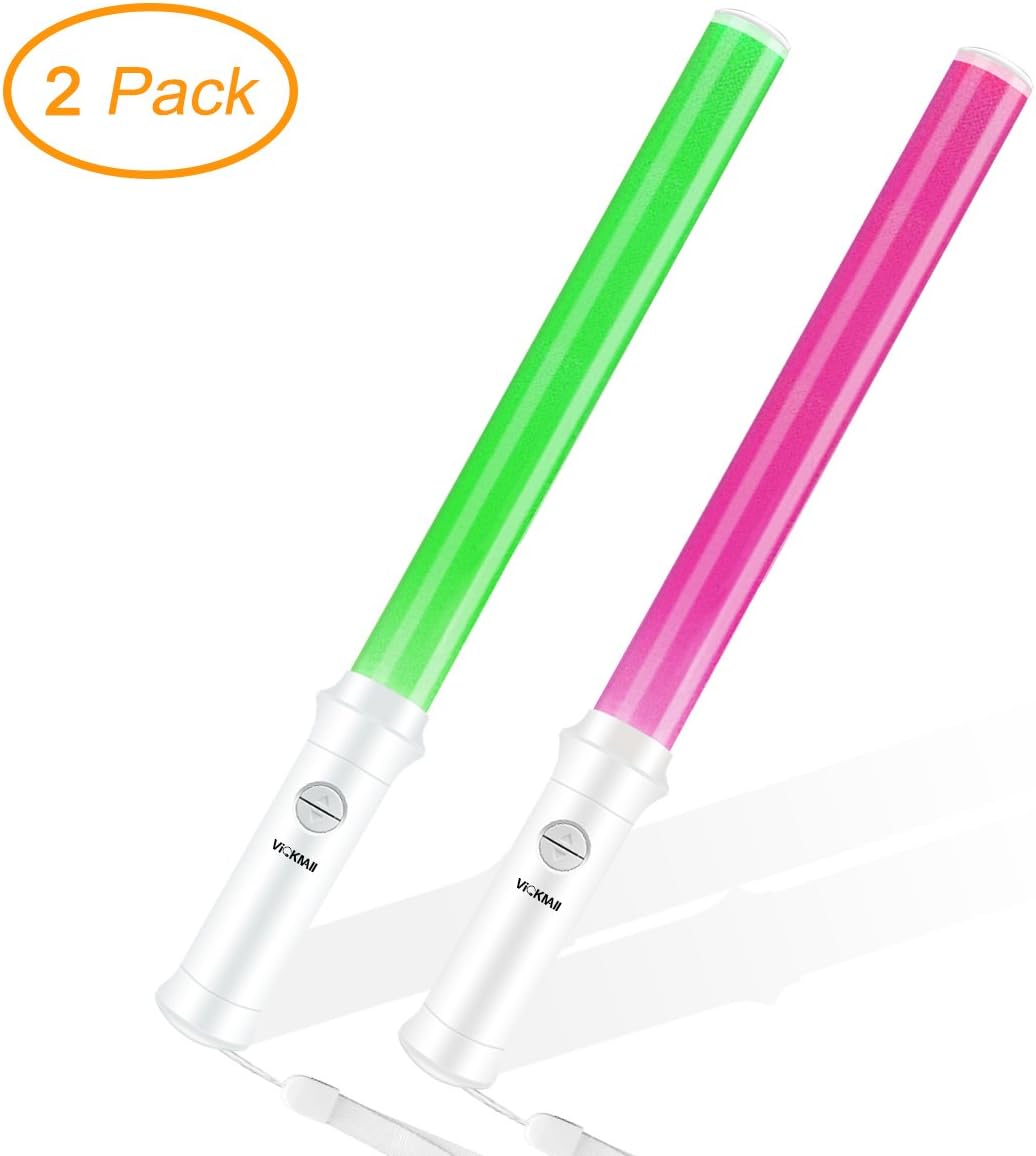 VICKMALL 15 Colors LED Light Stick, Concert Flashing Stick, and Light up Rave Cheer for Parties, LED Flashlight Glow Stick with Battery for Children Toy, Wedding, Birthday Raves, Camping, Festivals, Concert