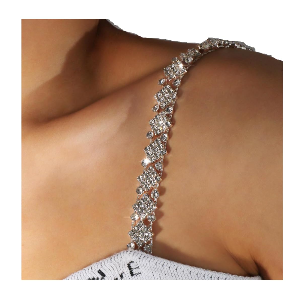 bjac Women's Gorgeous Adjustable Rhinestone One Shoulder Crystal Square Bra Straps-picture-41